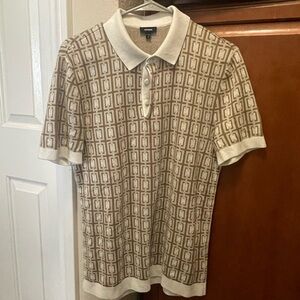 Express Tan and White Polo Shirt Casual Style